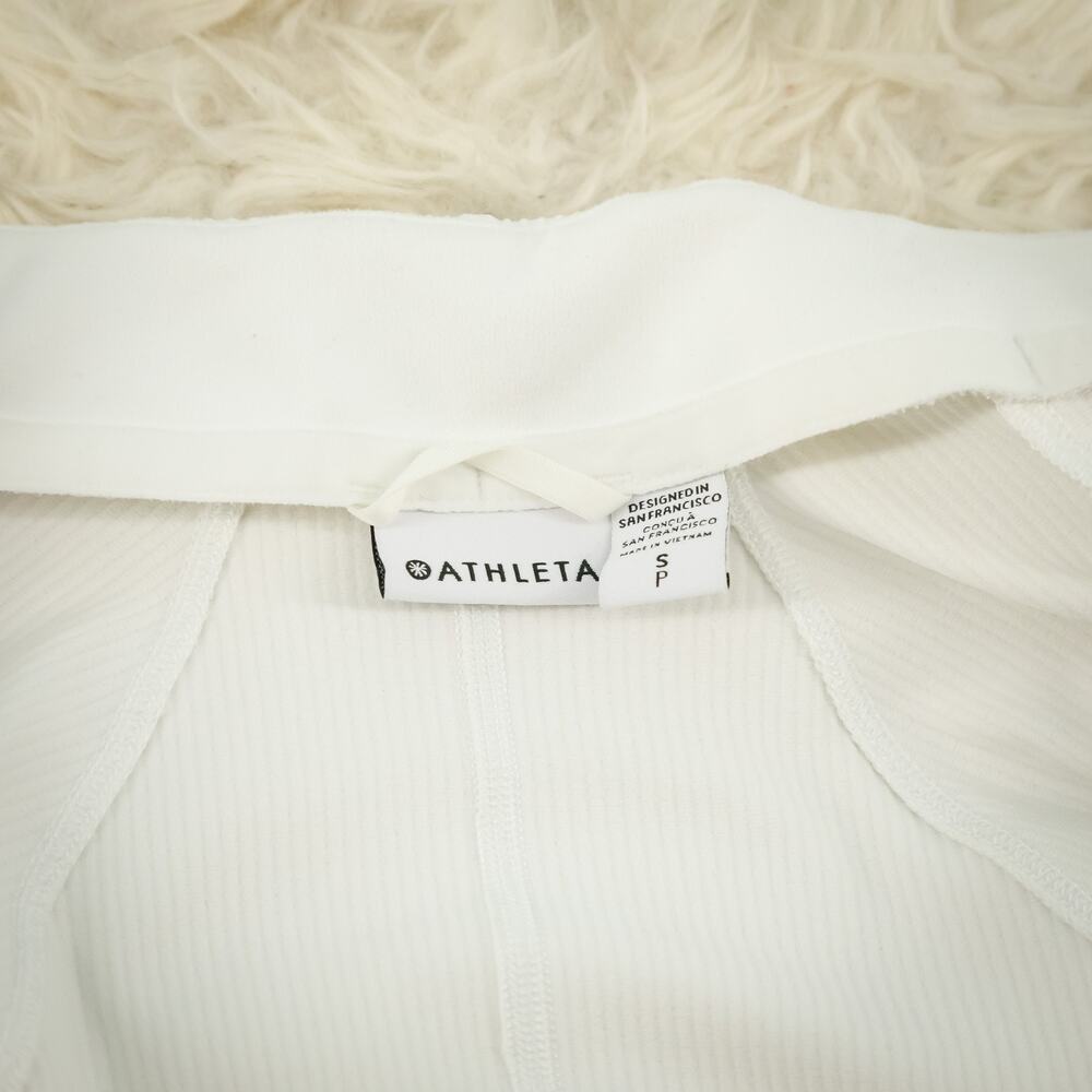 Athleta Size Small S Salutation White Solid Ribbed Full Zip Active Jacket - Picture 4 of 8